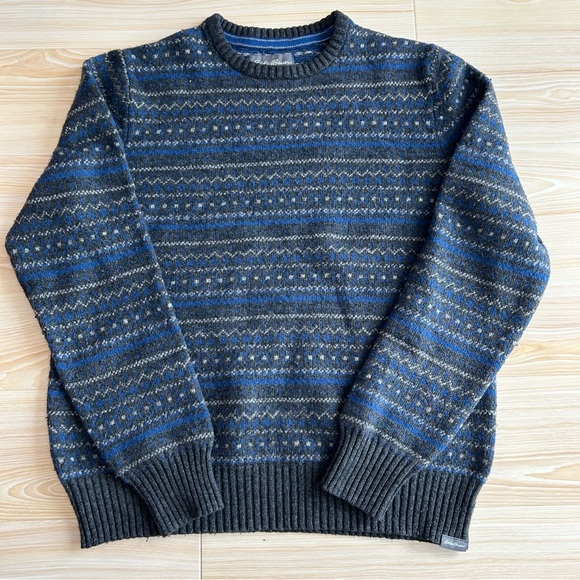 Eddie Bauer Other - Eddie Bauer Men’s Fair Isle Wool Blend Crewneck Sweater- Blue/Gray - Large